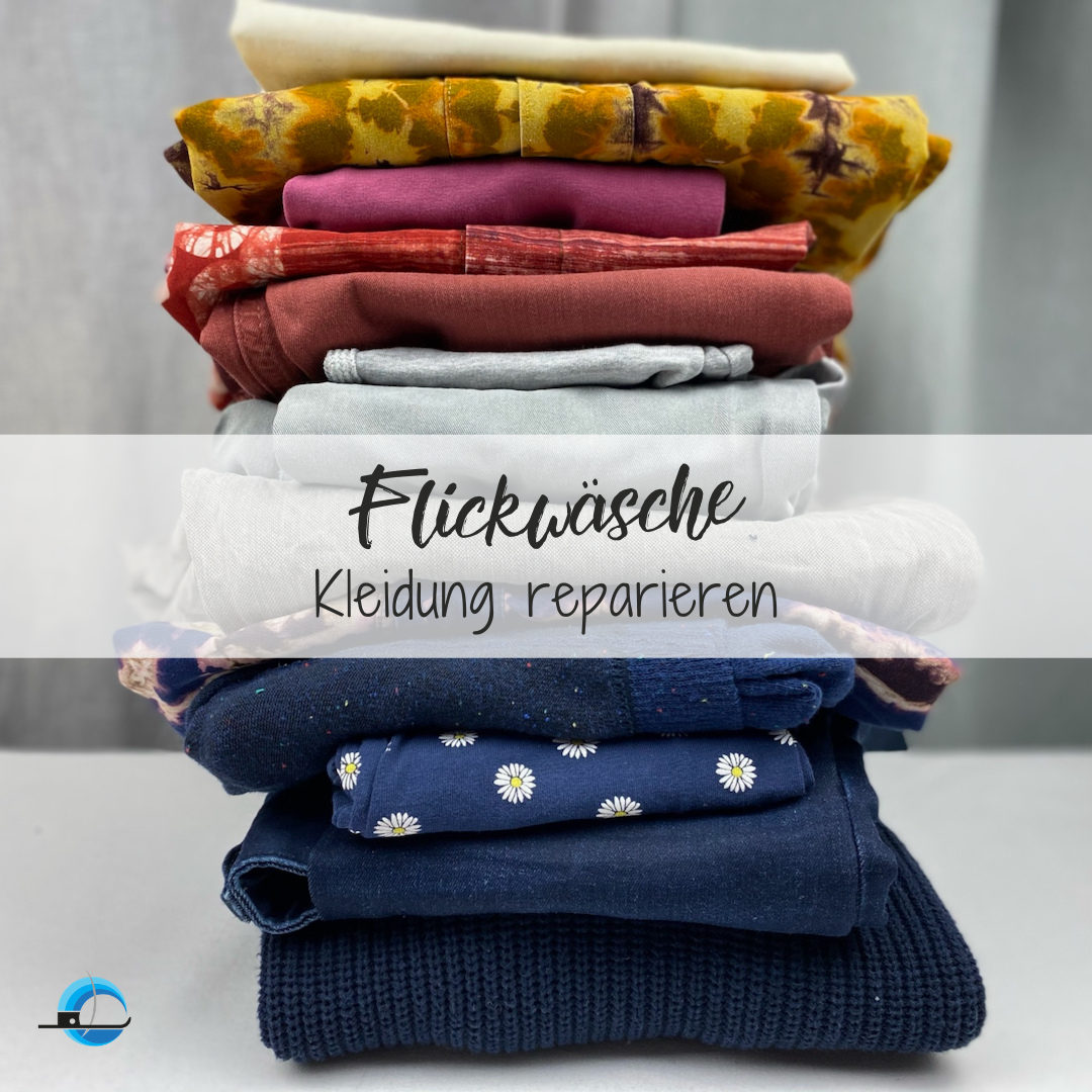 Flickwäsche Kleidung reparieren: Ein Stapel Flickwäsche, fertig bearbeitet - ein gutes Gefühl!